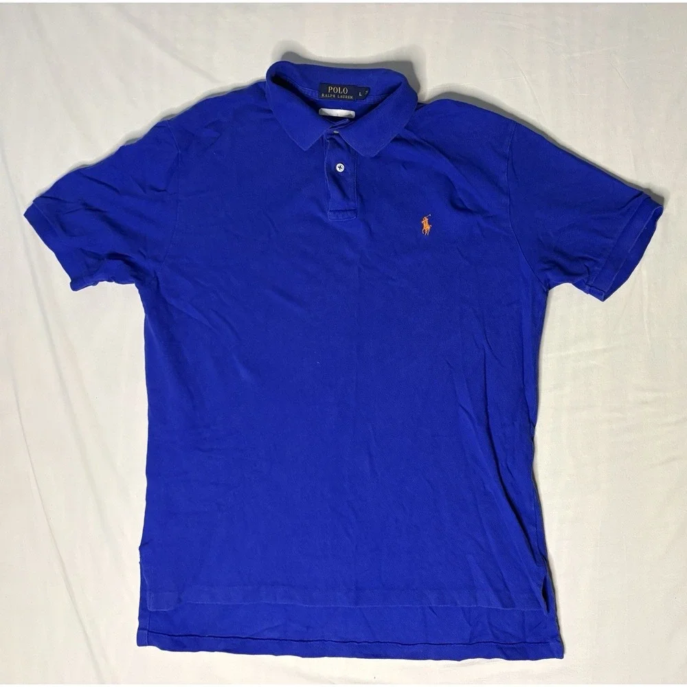 Ralph Lauren Polo Shirt Men's Large Blue Black White Short Sleeve Lot Of 4
